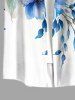 Chemise hawaïenne grande taille pour homme, à imprimé aquarelle de fleurs et de feuilles, boutons et poche. - Blanc 3XL