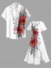 Hibiscus Flowers Leaf Print Split Hawaii Midi Dress -  
