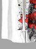 Hibiscus Flowers Leaf Print Buttons Pocket Hawaii Shirt For Men -  