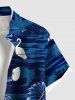 Chemise hawaïenne grande taille pour homme, à imprimé cygne et feuilles de cocotier, boutons et poche. - Bleu profond S