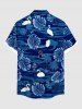 Chemise hawaïenne grande taille pour homme, à imprimé cygne et feuilles de cocotier, boutons et poche. - Bleu profond S