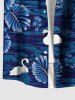 Chemise hawaïenne grande taille pour homme, à imprimé cygne et feuilles de cocotier, boutons et poche. - Bleu profond S