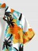 Plus Size Coconut Tree Colorblock Print Buttons Pocket Hawaii Shirt For Men -  