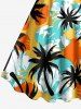 Plus Size Coconut Tree Colorblock Print Hawaii Tank Dress -  