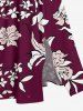 Robe mi-longue hawaïenne fendue à imprimé floral et feuilles grande taille - Rouge Vineux XXS