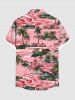 Chemise hawaïenne grande taille pour homme, imprimée de cocotiers, d'hibiscus et de vagues, avec boutons et poche. - Rose clair L