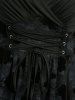 Robe trapèze grande taille à imprimé tie-dye, flockage fleuri, patchwork et lacets - Noir 1X | US 14-16