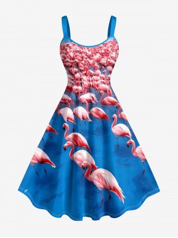 Robe hawaïenne grande taille à imprimé flamants roses - PINK - XS