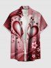 Valentines Flower Heart Print Plus Size Matching Outfit For Couples -  
