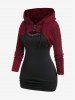 Lace Camisole and Hooded Cable Knit Shrug Top Set and Flocking Flare Pants Plus Size Outfit -  