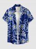 Ensemble de plage hawaïen assorti grande taille à imprimé fleurs et feuilles pour couples - Cadetblue 