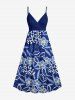 Ensemble de plage hawaïen assorti grande taille à imprimé fleurs et feuilles pour couples - Cadetblue 