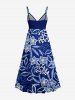 Ensemble de plage hawaïen assorti grande taille à imprimé fleurs et feuilles pour couples - Cadetblue 