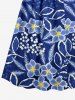 Ensemble de plage hawaïen assorti grande taille à imprimé fleurs et feuilles pour couples - Cadetblue 