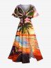 Coconut Tree Seascape Sun Print Matching Hawaii Beach Outfit For Couples -  