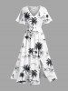 Coconut Tree Pineapple Hibiscus Flowers Print Plus Size Matching Hawaii Beach Outfit For Couples -  