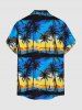 Ensemble de plage hawaïen assorti pour couples, imprimé cocotiers et voiliers, grandes tailles - Bleu profond 