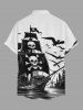 Chemise à poches boutonnées grande taille pour homme, motif tête de mort, pirate, voilier, oiseau, croisière hawaïenne - Blanc 5XL