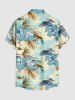 Chemise hawaïenne à poches boutons, imprimé de fleurs de cocotier et d'hibiscus, grandes tailles pour hommes - Bleu clair L