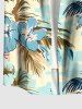 Chemise hawaïenne à poches boutons, imprimé de fleurs de cocotier et d'hibiscus, grandes tailles pour hommes - Bleu clair L