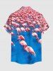 Chemise hawaïenne à imprimé flamants roses et poches boutonnées grande taille pour hommes - Rose  XL