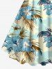 Robe trapèze hawaïenne à imprimé fleurs de cocotier et d'hibiscus grande taille - Bleu clair 3X