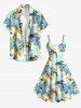 Robe trapèze hawaïenne à imprimé fleurs de cocotier et d'hibiscus grande taille - Bleu clair 4X