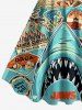 Plus Size Shark Seascape Print Hawaii A Line Dress -  