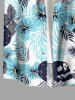 Chemise hawaïenne grande taille pour homme, à imprimé hibiscus, feuilles et crânes, avec boutons et poche. - Bleu Ciel 3XL