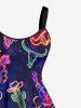 Plus Size Skull Skeleton Fruit Juice Animal Guitar Print Hawaii Tank Dress -  