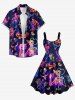 Skull Skeleton Fruit Juice Animal Guitar Print Hawaii Tank Dress -  
