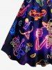 Skull Skeleton Fruit Juice Animal Guitar Print Hawaii Tank Dress -  