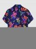 Chemise hawaïenne grande taille pour homme, à imprimé crâne, squelette, jus de fruits, animaux et guitare, boutons et poche. - Noir M