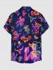 Chemise hawaïenne grande taille pour homme, à imprimé crâne, squelette, jus de fruits, animaux et guitare, boutons et poche. - Noir 2XL