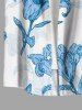 Chemise hawaïenne grande taille à imprimé floral et feuilles, boutons et poche pour homme - Bleu Ciel S