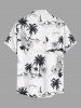 Chemise hawaïenne grande taille pour homme, imprimée cocotiers, ananas et hibiscus, avec poches et boutons. - Blanc M
