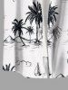 Chemise hawaïenne grande taille pour homme, imprimée cocotiers, ananas et hibiscus, avec poches et boutons. - Blanc M