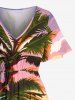 Robe midi fendue hawaïenne à imprimé cocotier et paysage marin grande taille - Orange L