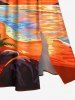 Robe midi fendue hawaïenne à imprimé cocotier et paysage marin grande taille - Orange 1X