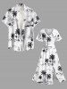 Robe mi-longue fendue hawaïenne à imprimé cocotier, ananas et fleurs d'hibiscus, grande taille - Blanc S