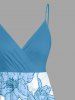 Flowers Leaf Print Surplice Hawaii Cami Dress -  