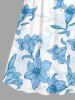 Flowers Leaf Print Surplice Hawaii Cami Dress -  