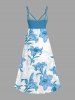 Flowers Leaf Print Surplice Hawaii Cami Dress -  