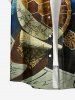 Turtle Sea Waves Print  Buttons Pocket Hawaii Shirt For Men -  