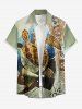 Turtle Sea Waves Print  Buttons Pocket Hawaii Shirt For Men -  