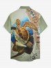 Turtle Sea Waves Print  Buttons Pocket Hawaii Shirt For Men -  