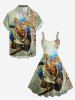 Turtle Sea Waves Print Hawaii Tank Dress -  