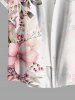 Plus Size Flowers Leaf Print Buttons Pocket Hawaii Shirt For Men -  