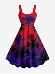 Coconut Tree Ombre Print Hawaii Tank Dress -  