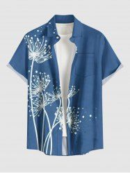 Plant Print Hawaii Button Pocket Shirt For Men - Pers 2XL